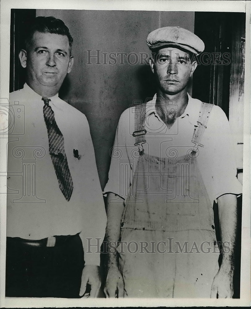 1934 Press Photo Elijah Stuart (R) after confession to killing his daughter-Historic Images