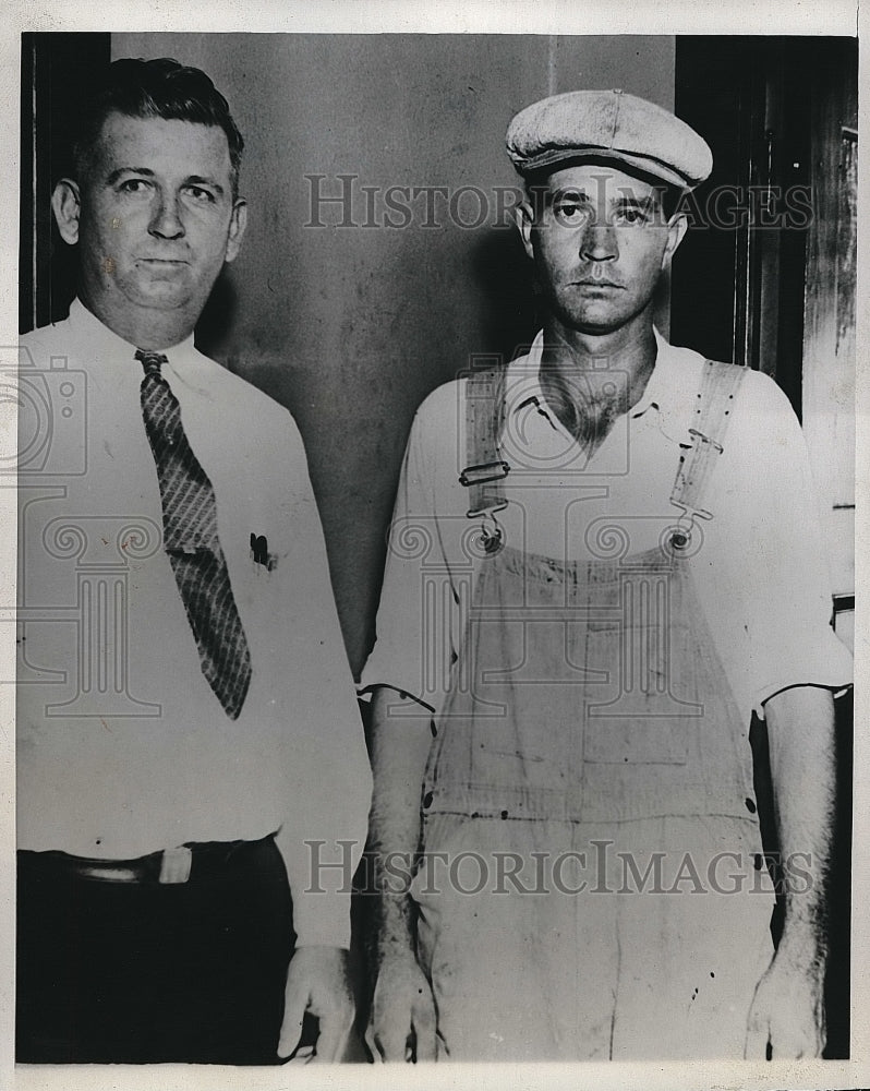 1934 Press Photo Elijah Stuart (R) after confessing the he killed his daughter. - Historic Images