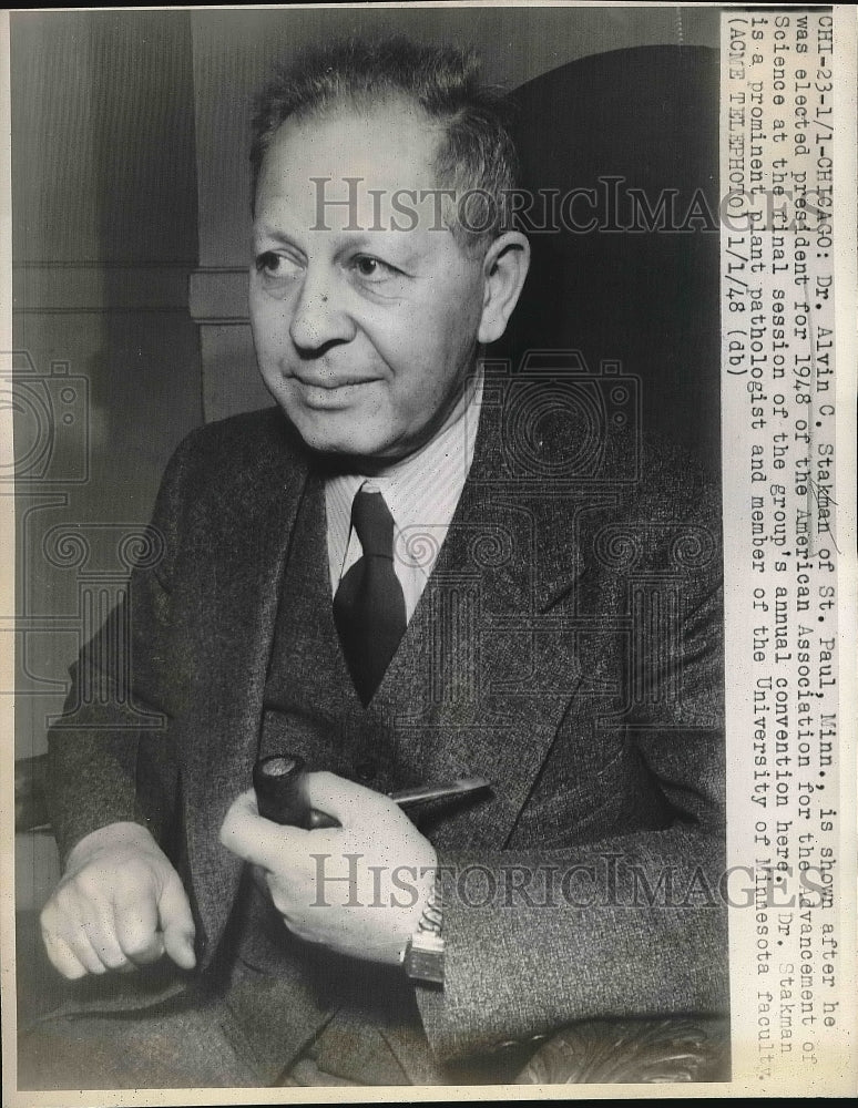 1948 Press Photo Dr. Alvin C. Stakman President Of Association Advancement - Historic Images