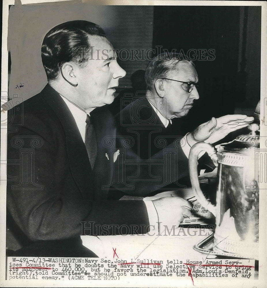 1948 Navy Sec. John L. Sullivan House Armed Services Committee - Historic Images
