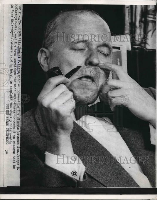 Attorney Samuel P. Sears Scratching Nose During Interview - Historic Images