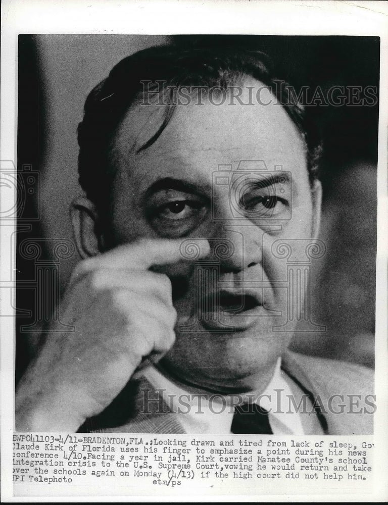 1970 Florida Governor Claude Kirk during a news conference - Historic Images