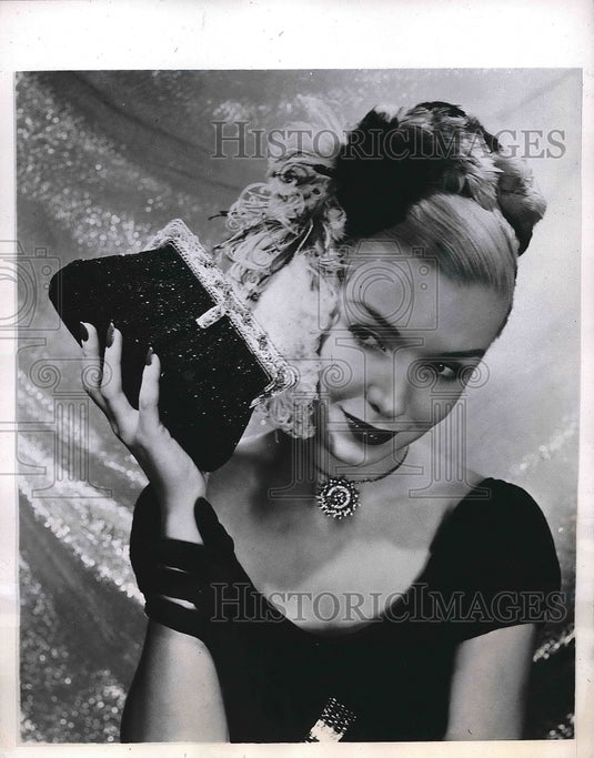 1946 Hand Beaded Shark Skin Bag by Josef  - Historic Images