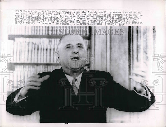 1962 French President Charles de Gaulle Records Speech  - Historic Images