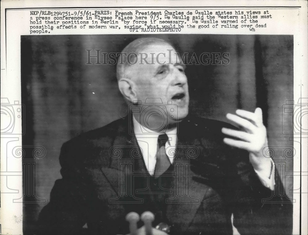 1961 French President Charles de Gaulle at a press conference - Historic Images