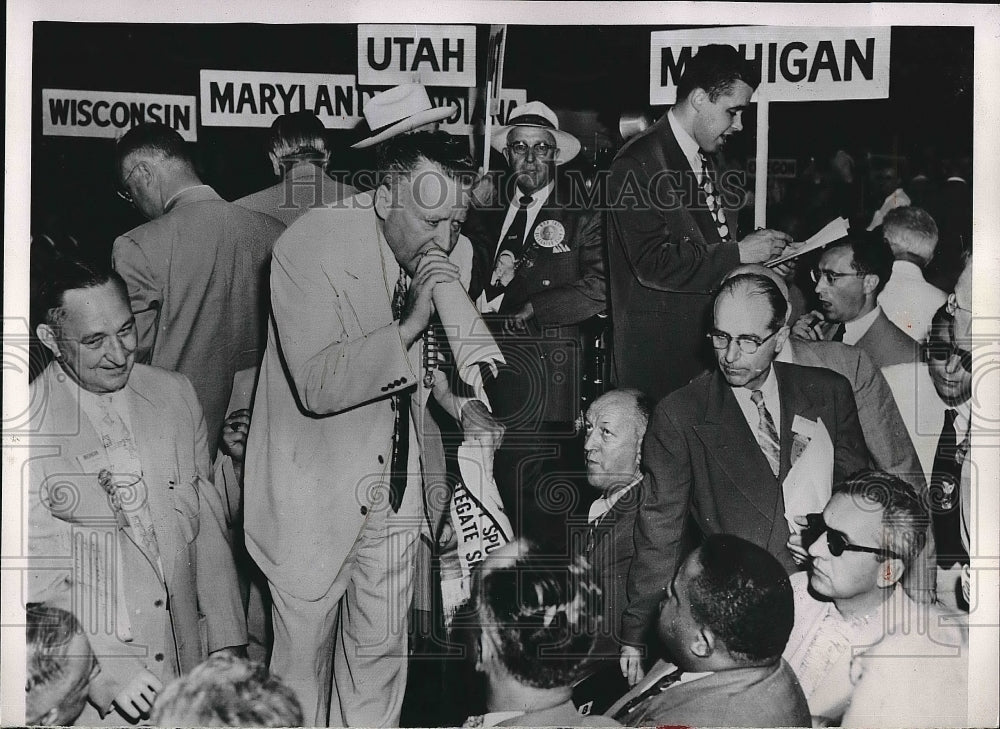 1952 Press Photo Arthur Summerfield, chairman of Michigan GOP, at convention - Historic Images