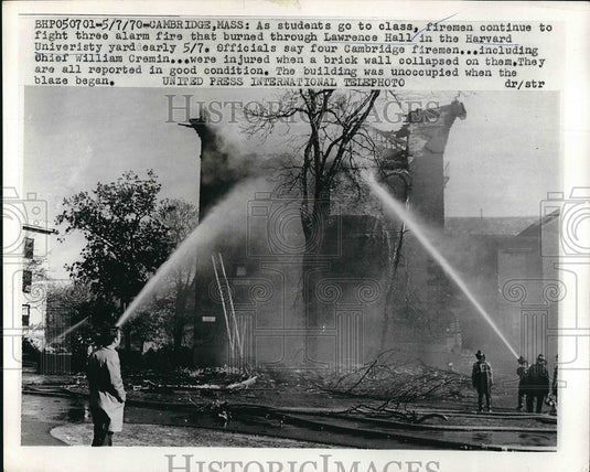 1970 Harvard University Lawrence Hall Destroyed by Fire  - Historic Images