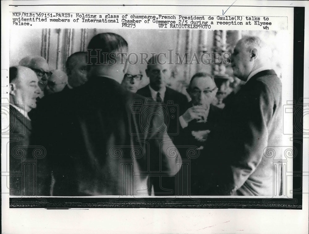 1963 French Pres.de Gaulle Talks to International Chamber Commerce - Historic Images