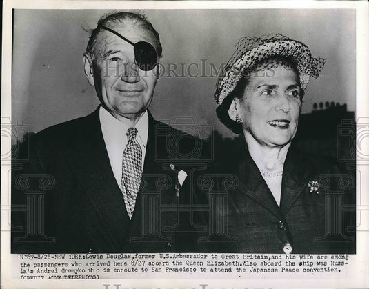 Former US Ambassador to England Lewis Douglas & Wife  - Historic Images