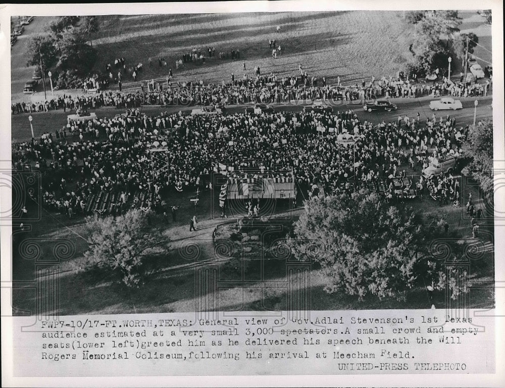 Governor Adlai Stevenson Democratic Presidential Candidate in Texas - Historic Images