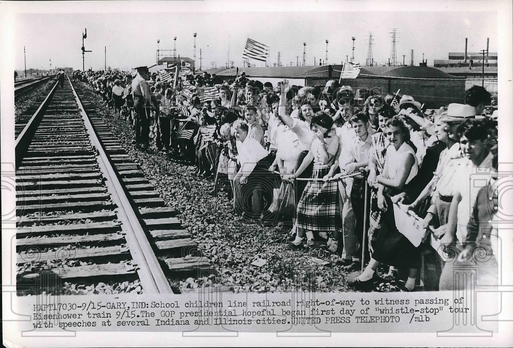 People Waiting for Eisenhower Train to Pass By  - Historic Images