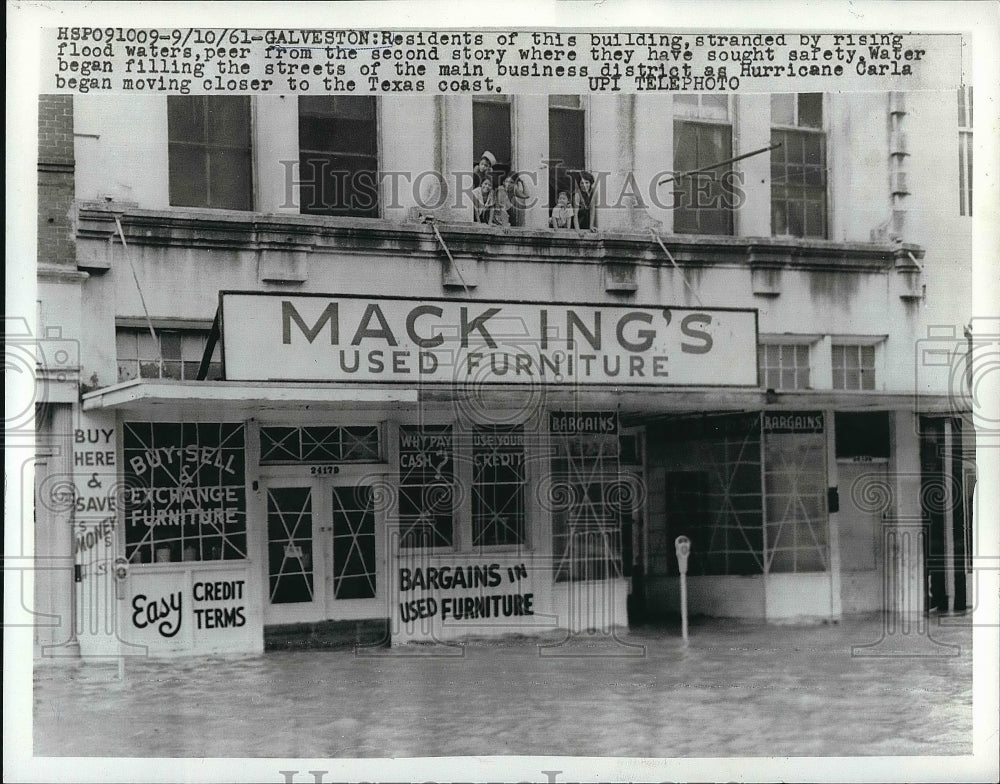 1961 Flood Waters Business District Hurricane Carla  - Historic Images