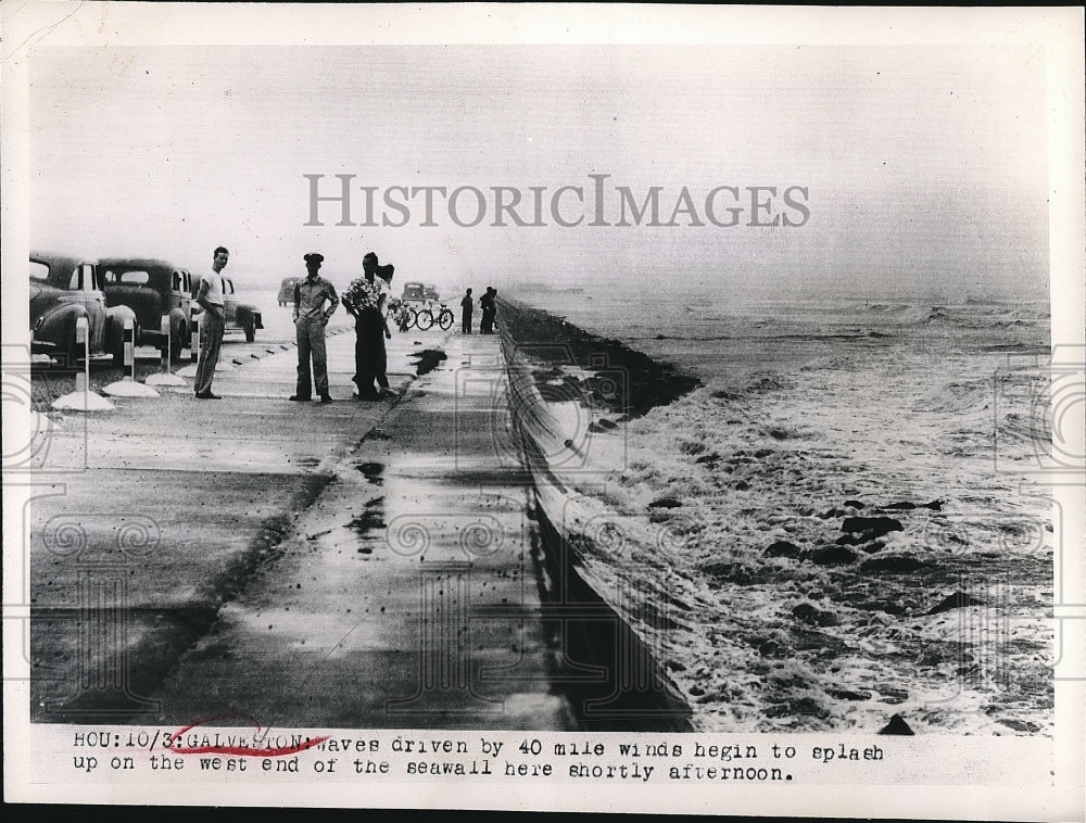 1949 Gavleston Waves Driven Seawall Shorty Afternoon  - Historic Images