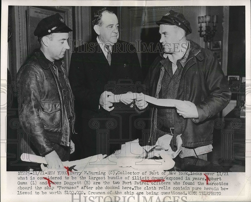 Harry Durning Examines Drugs Found Aboard &quot;Fernsea&quot; In NY - Historic Images