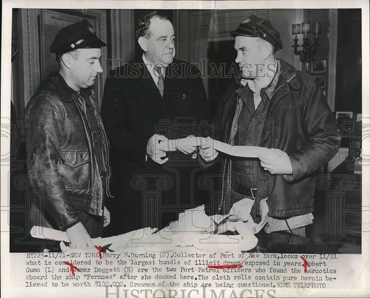 Harry Durning Examines Drugs Found Aboard "Fernsea" In NY - Historic Images