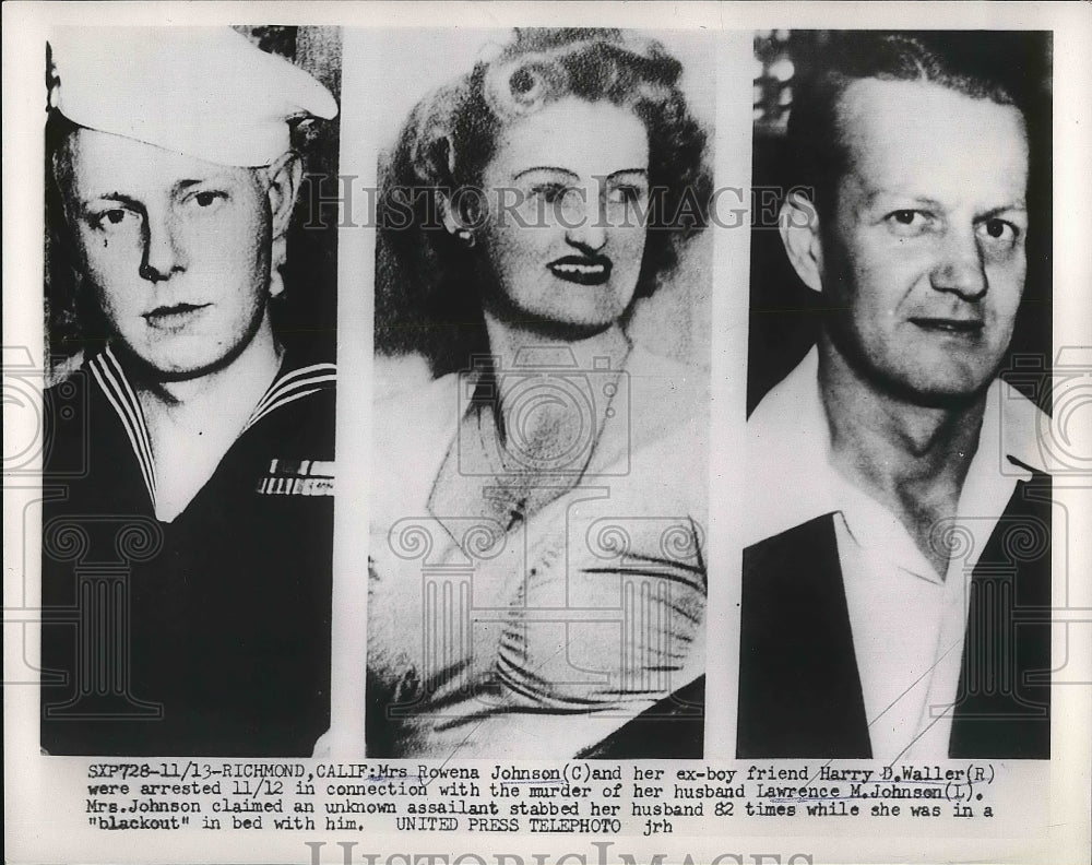 1953 Rowena Johnson &amp; boyfriend Harry Waller, slew Lawrence Johnson - Historic Images
