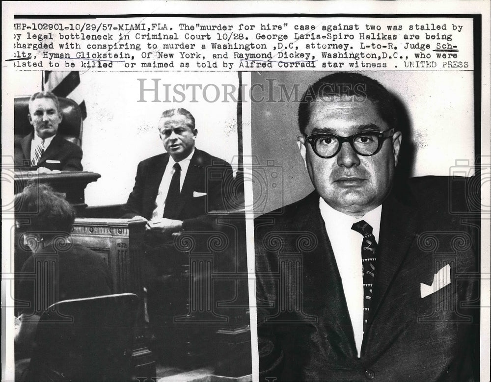 1957 Judge Schultz, Human Glickstein, Raymond Dickey, Murder Case - Historic Images