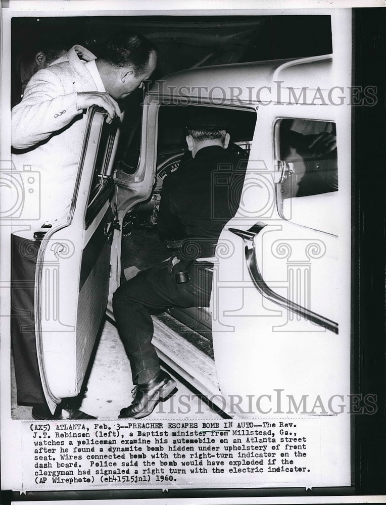 1960 Rev. J. T. Robinson & police investigate his bomb - Historic Images