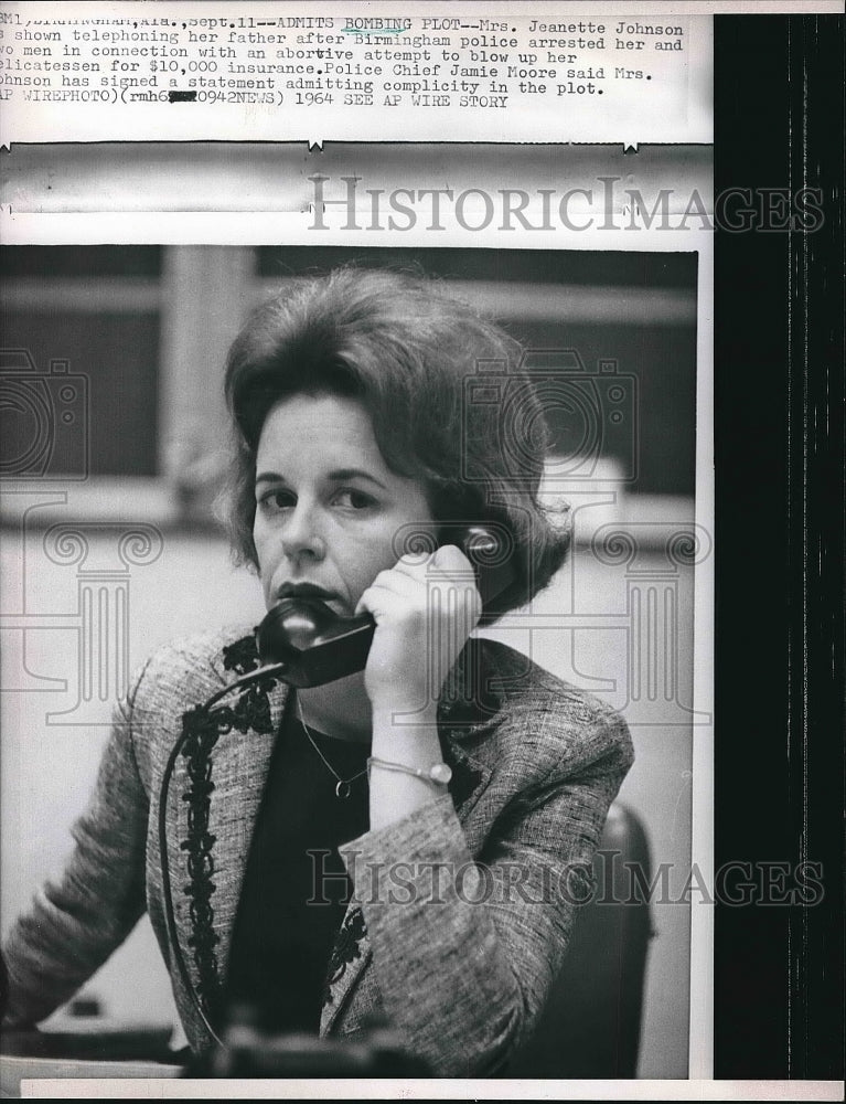 1964 Jeanette Johnson Arrested Birmingham Bombing Plot Deli - Historic Images