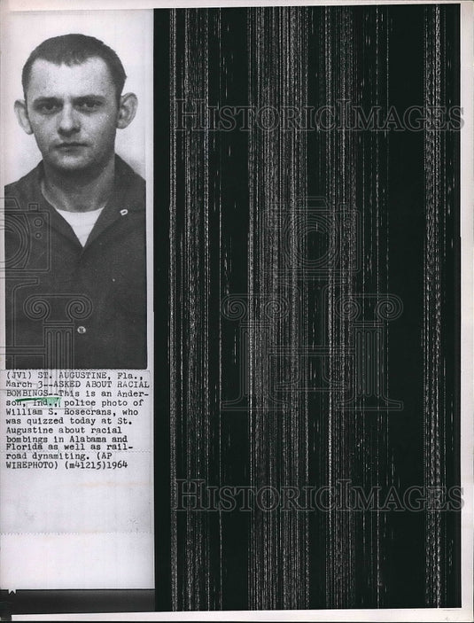 1964 William Rosecrans Questioned Racial Bombings Alabama Florida - Historic Images