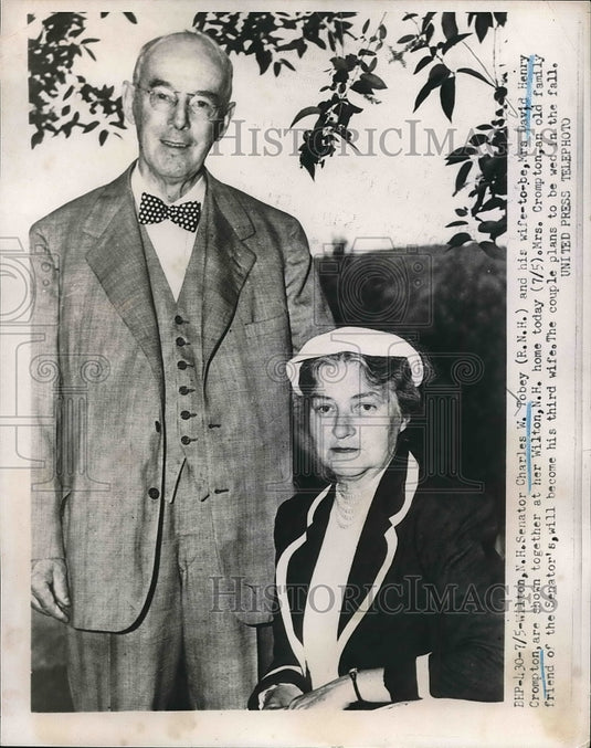 1952 Press Photo Senator Charles Tobey New Hampshire Wife To Be Wilton Home - Historic Images