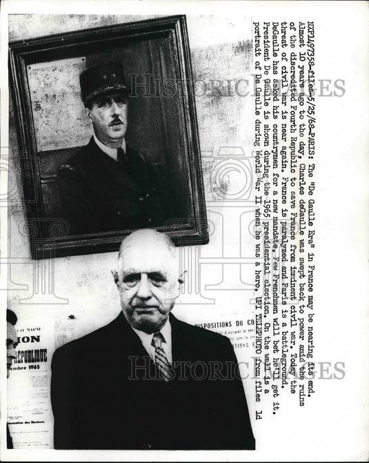 1968 French President De Gaulle Today And In World War II - Historic Images
