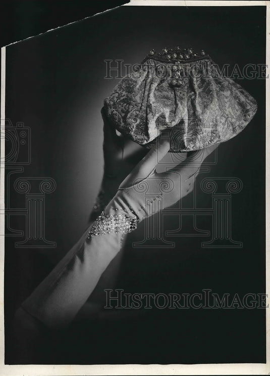 1947 Gold Brocade Handbag  - Historic Images
