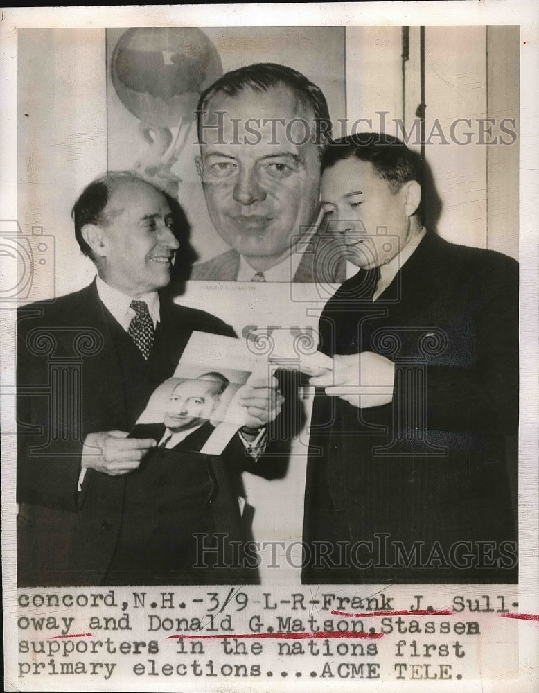 1948 Frank J. Sulloway, Donald G. Matson, Stassen Supporters - Historic Images