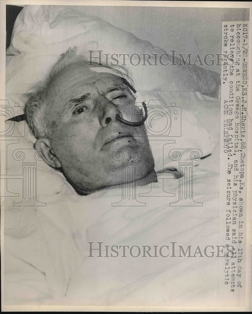 1948 J.H. Shertz in Oswego Hospital with Hiccoughing  - Historic Images