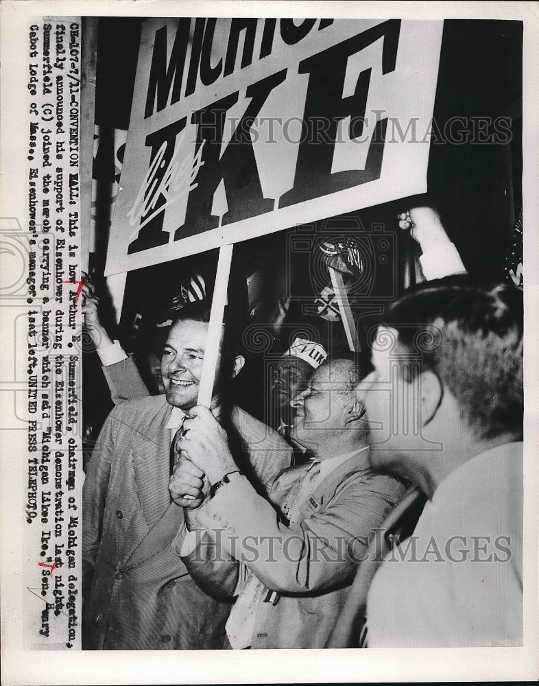 Press Photo Arthur Summerfield Announces Michigan Support For Eisenhower - Historic Images