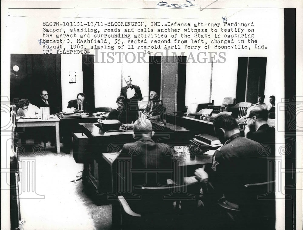 1962 Press Photo Ferdinand Samper Testifying in Hashfield Murder Trial - Historic Images