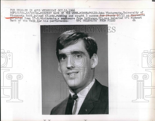1966 John Wintermute, UPI Midwest of the Week for Univ. of Minnesota - Historic Images