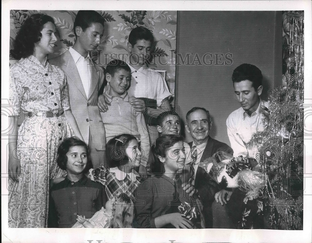 1954 Press Photo children of Mike Katsaneyvas reunited after 7 years - nea62104 - Historic Images