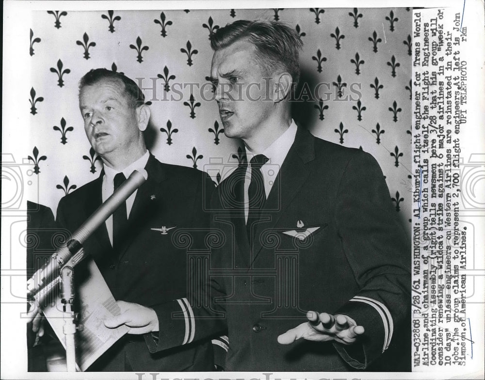 1961 Press Photo Al Kiburis TWA Flight Engineer &amp; Chairman - nea62117 - Historic Images