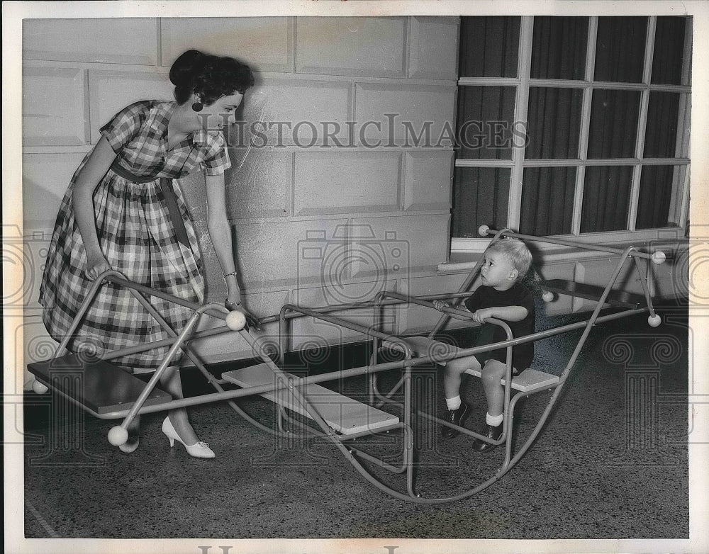 1959 Russell Biery Teeter Gym Gloria Curtin  - Historic Images