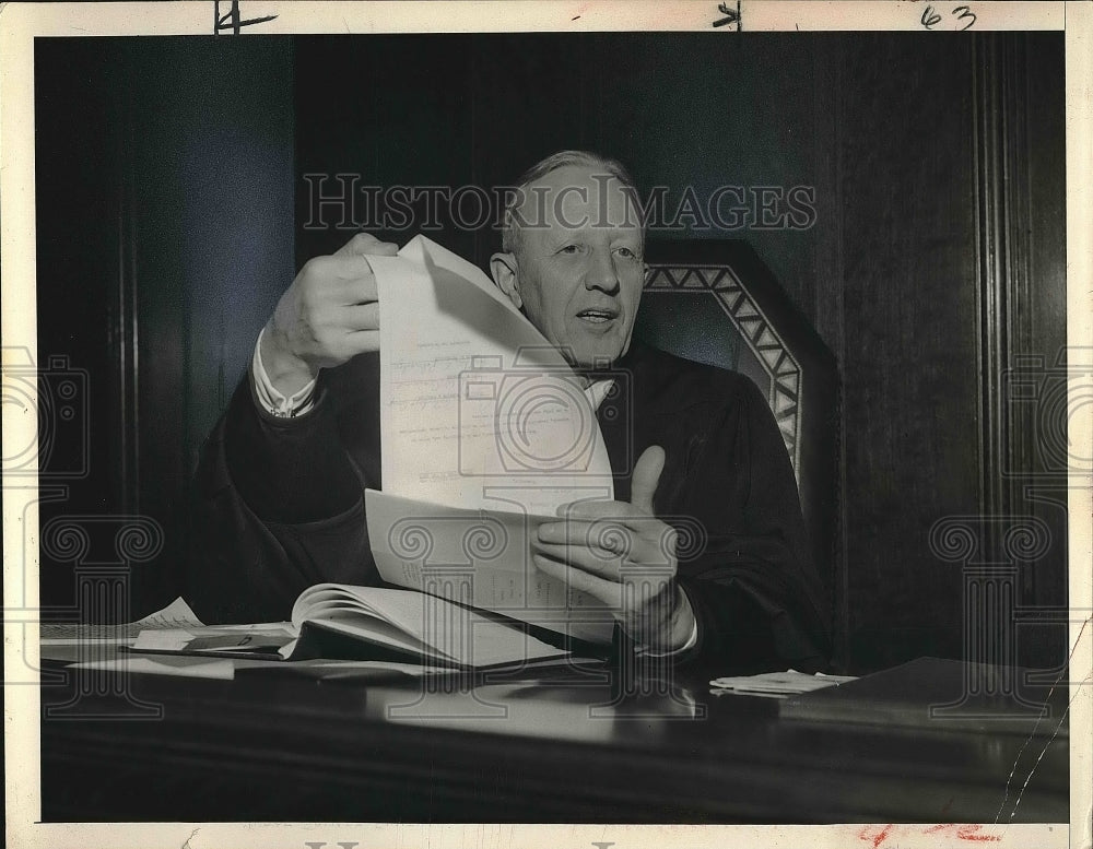 1954 Judge Edward Blythin Readies Jury Charge in Muder Case - Historic Images