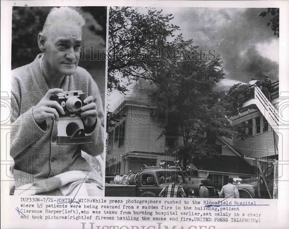 1954 Clarence Harper, Firemen, Bloomfield Hospital Fire, Michigan - Historic Images