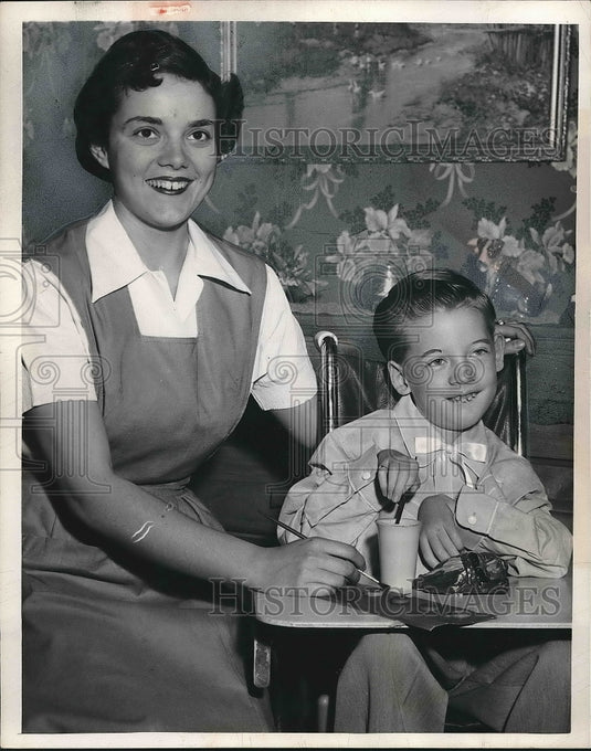 1955 Society for Crippled Children Boy Painting  - Historic Images
