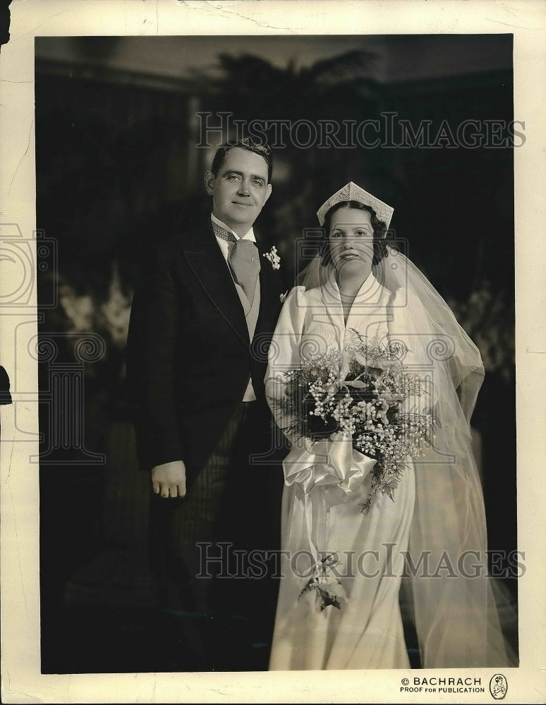 1937 Press Photo Presidential Guard Thomas Qualters Marries Arlene Eade - Historic Images