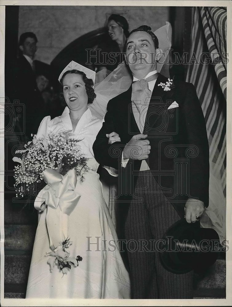 1937 Press Photo Presidential Bodyguard Thomas Quarles And New Wife Arlene - Historic Images