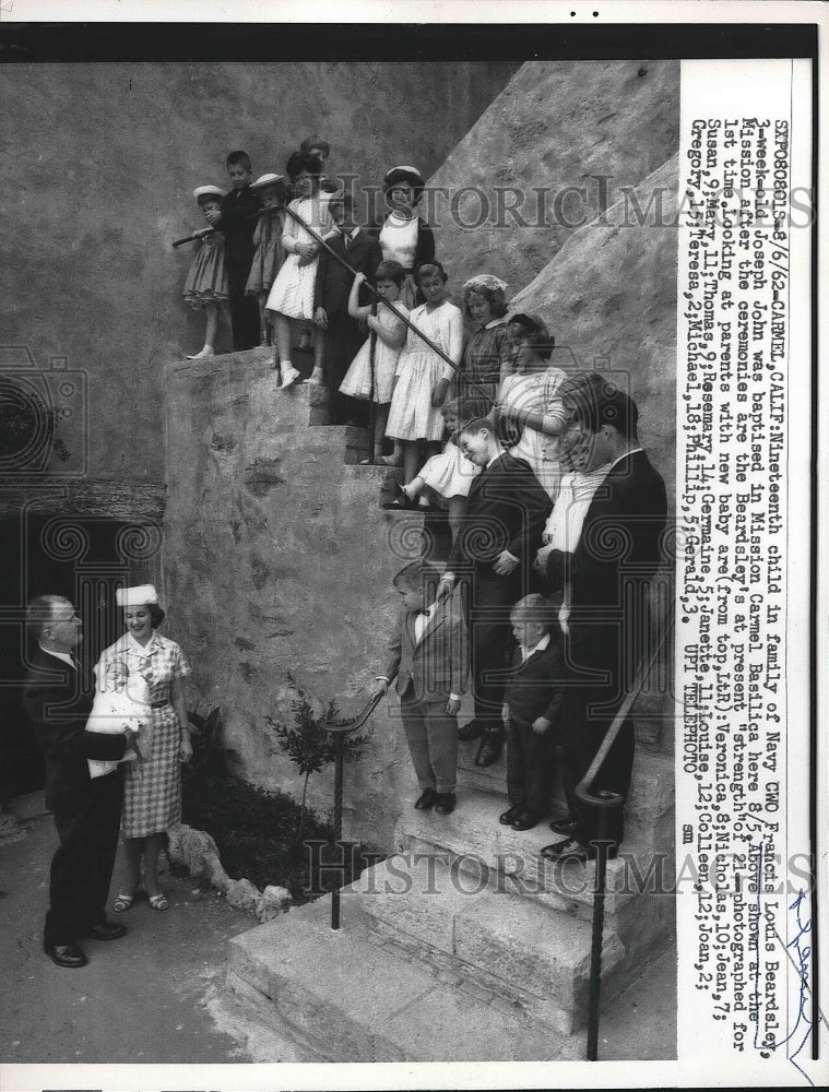 1962 Francis Louis Beardsley Family Baptize 19th Child  - Historic Images