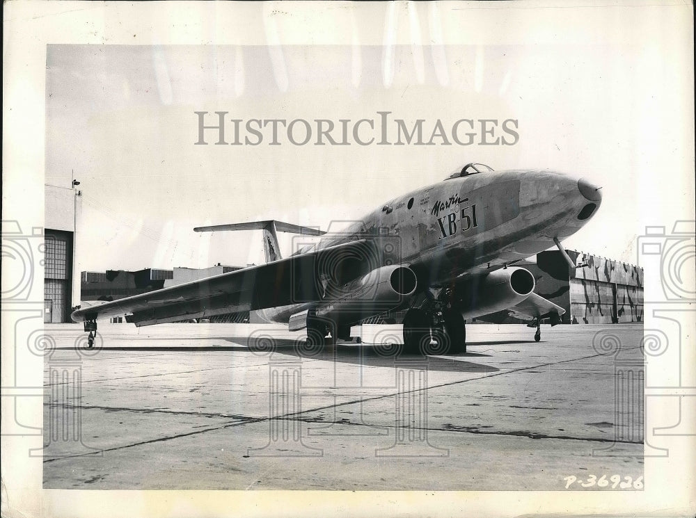 1949 Press Photo U. S. Air Force's Martin XB-51 high-speed ground-support ship - Historic Images