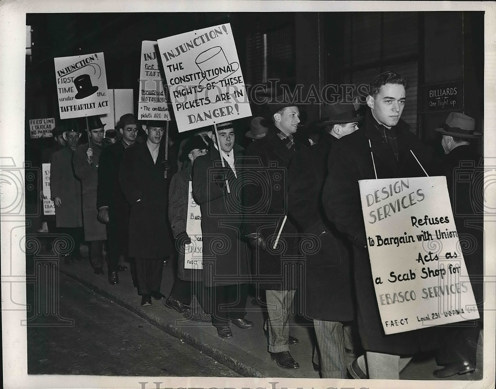 1947 CIO Members Picket Taft Hartley Law Invoked Against Them - Historic Images
