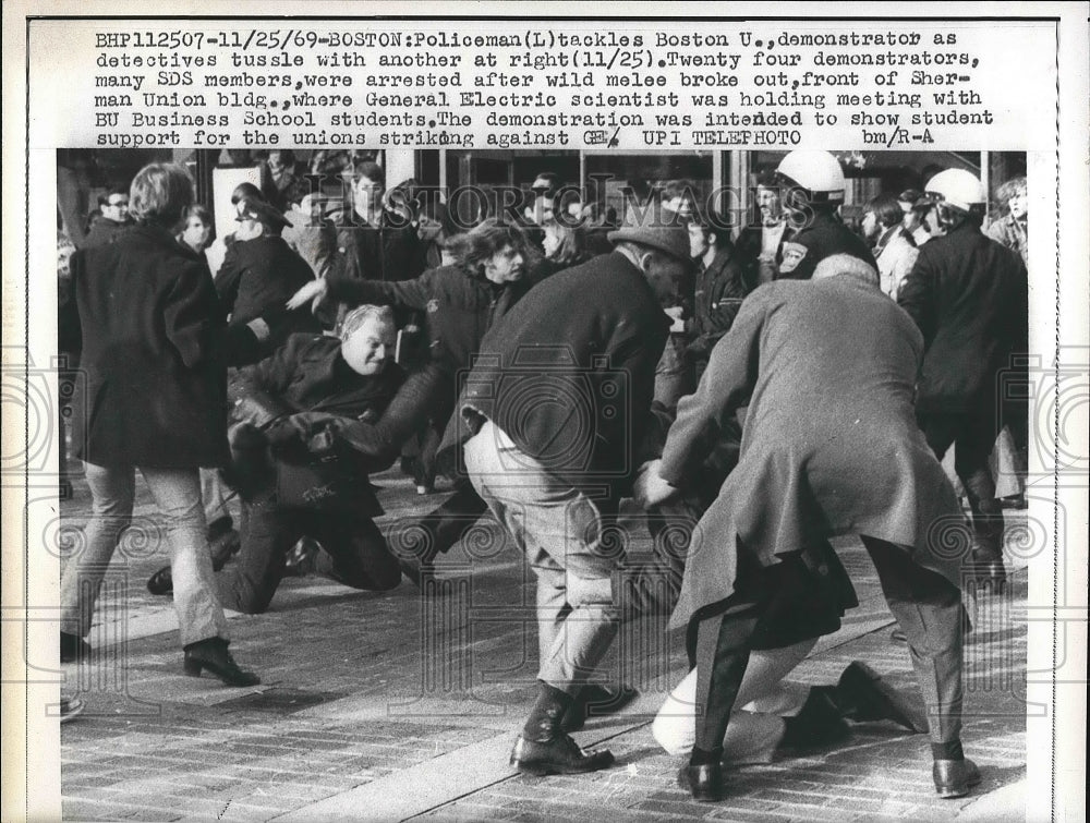 1969 Police Tackle Demonstrators at Sherman Union Building - Historic Images