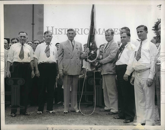 1931 Flag Raising Ceremony as Dept. Of Sanitation opens resort - Historic Images