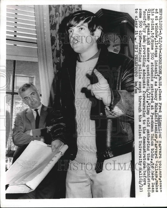 1969 Dean Fred Glimp and Denny McBain of Harvard College  - Historic Images