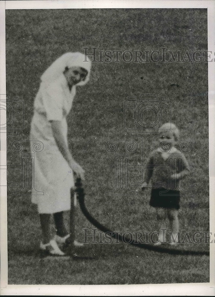 1938 Lance Haugwitz with his nurse  - Historic Images