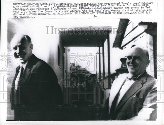 1958 Robert Murphy was flown into Israel.  - Historic Images