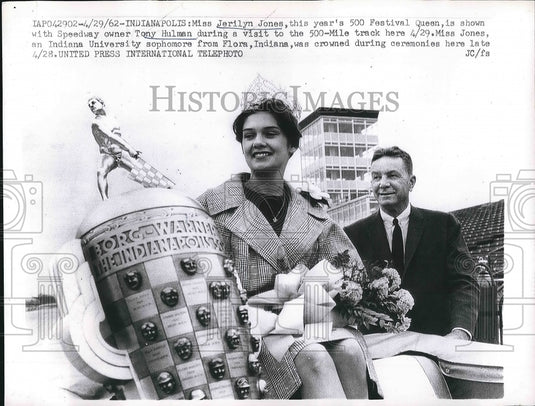 1962 Press Photo Jerilyn Jones, Indianapolis 500 Festival Queen - Historic Images