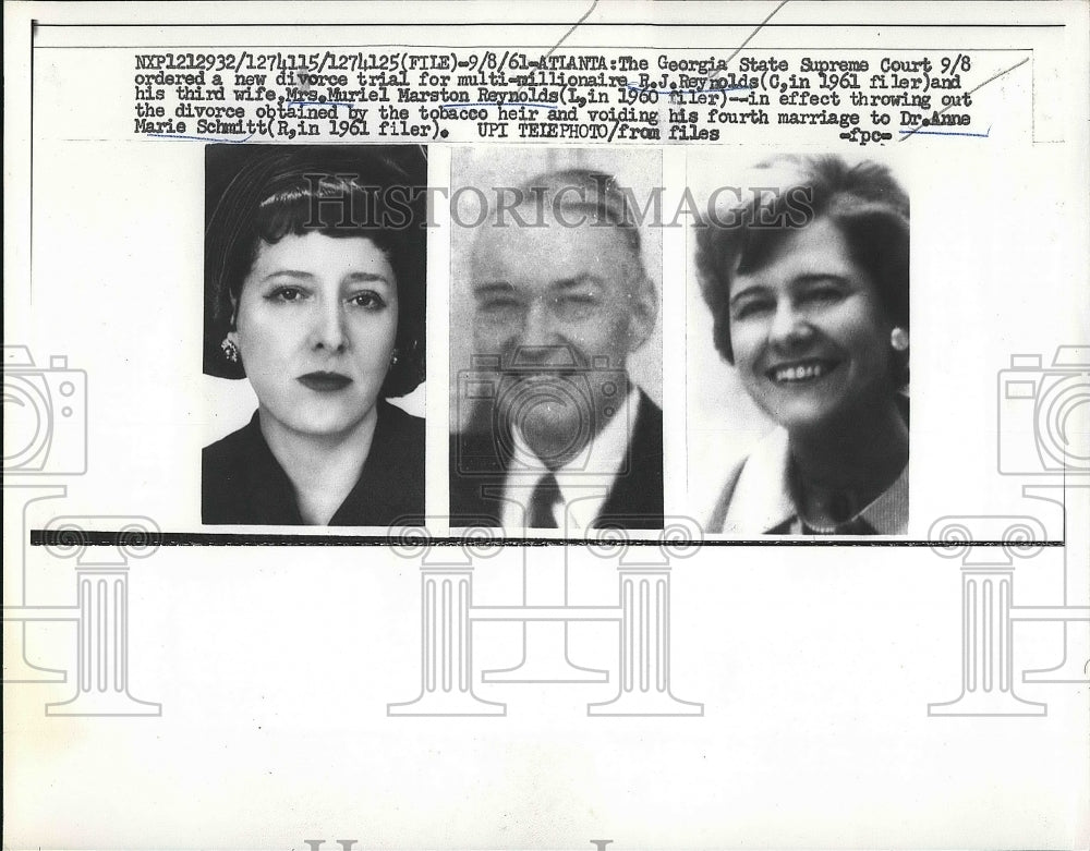 1961 Dr. Anne Marie Schmitt & B.J. Reynolds During Divorce In Court - Historic Images